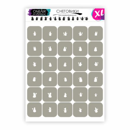 Трафареты для аэрографии на ногтях OneAir Снеговики XL