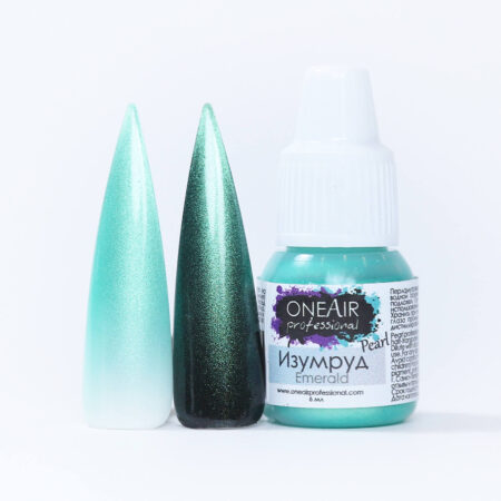 краска для аэрографии на ногтях OneAir nail airbrush paint перламутры изумруд